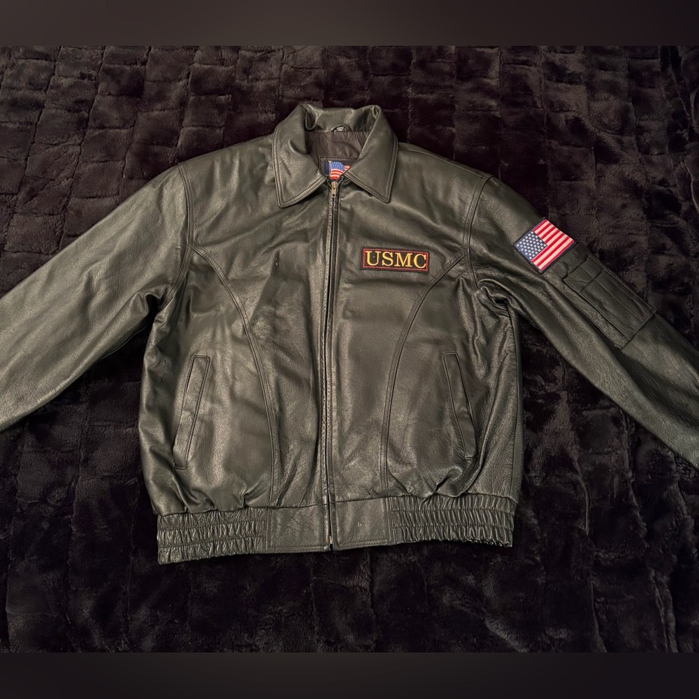 United States Marine Corps - USMC Vintage Black Leather Jacket